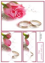 Pink Rose & Wedding Ring Scallop Edges Stacker Card
