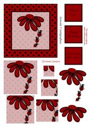 Funky Ladybirds with Flower, Step by Step & Pyramid