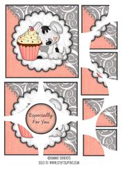 Sweet Little Puppy & Cup Cake Corner Stacker & Sentiment