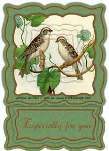 Vintage Painted Birds Shaped Easel Card Mini Kit