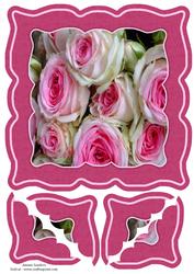 8x8 Pink & White Roses Shaped Topper & Corner Stackers