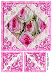 8x8 Pink & White Roses Topper & Corner Stackers