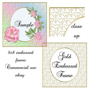 8x8 Love Hearts Gold Embossed Frame Cu4cu