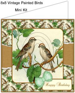 Vintage Painted Birds 8x8 Mini Kit
