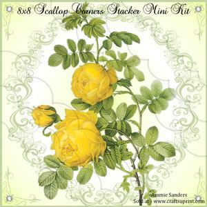 Yellow Roses 8x8 Scallop Corner Stacker Mini Kit