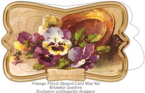 Beautiful Painted Pansies Shaped Card Mini Kit