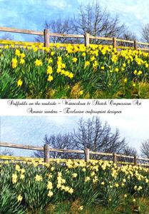 Daffodil on the Roadside Art Impression Watercolour & Sketch