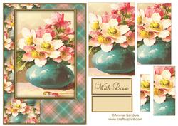 Beautiful Vintage Painted Flowers A5 Quick Card
