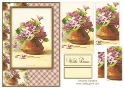 Beautiful Vintage Painted Flowers A5 Quick Card
