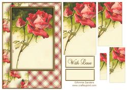 Beautiful Vintage Painted Roses A5 Quick Card