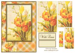 Beautiful Vintage Painted Tulips A5 Quick Card