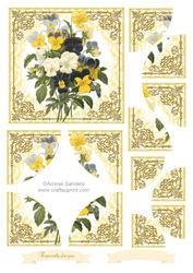 Pretty Floral Pansies Corner Stacker & Sentiments