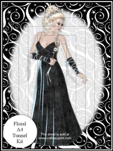 Stunning Beauty in Black A4 Tunnel Card/topper