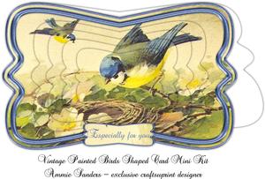 Beautiful Vintage Painted Birds Shaped Card Mini Kit