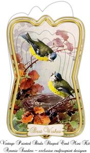 Beautiful Vintage Painted Birds Shaped Card Mini Kit