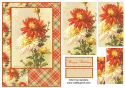 Beautiful Vintage Painted Flowers A5 Quick Card