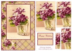 Beautiful Vintage Painted Violets A5 Quick Card