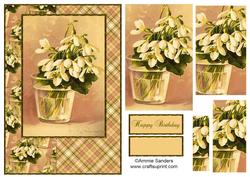 Beautiful Vintage Painted Snow Drops A5 Quick Card