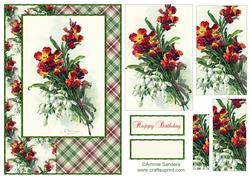 Beautiful Vintage Painted Flowers A5 Quick Card