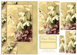 Beautiful Vintage Painted Flowers A5 Quick Card