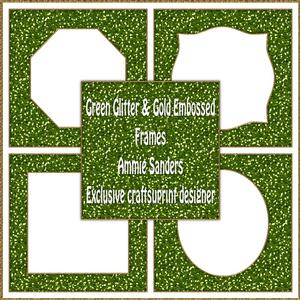 5 8x8 Green Glitter & Gold Embossed Frames - Cu4cu Png