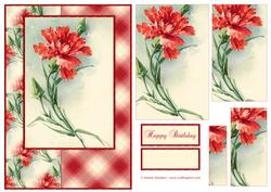 Beautiful Vintage Painted Carnation A5 Quick Card
