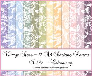 Vintage Rose 12 A4 Backing Papers - Subtle Shades
