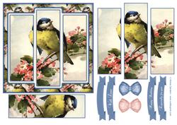 Beautiful Vintage Painted Bird 6x6 Panel Card