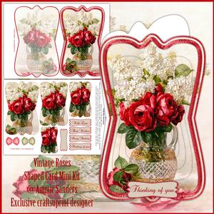 Beautiful Vintage Roses Shaped Card Mini Kit