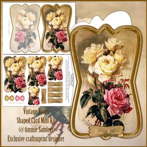 Beautiful Vintage Roses Shaped Card Mini Kit