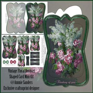 Beautiful Vintage Floral Bouquet Shaped Card Mini Kit