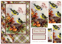 Beautiful Vintage Painted Birds A5 Quick Card