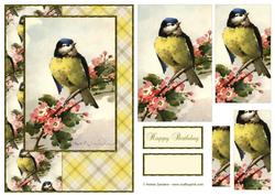 Beautiful Vintage Painted Bird A5 Quick Card