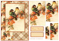 Beautiful Vintage Painted Birds A5 Quick Card