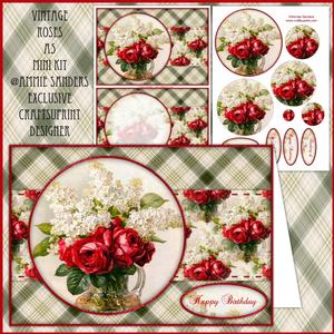 Beautiful Vintage Painted Roses A5 Quick Card