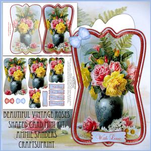 Beautiful Painted Roses Shaped Card Mini Kit