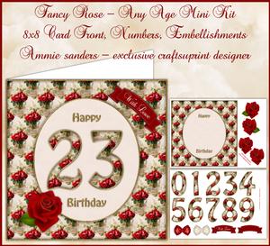 Fancy Vintage Red Roses Any Age 8x8 Mini Kit