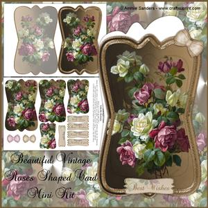 Beautiful Painted Roses Shaped Card Mini Kit