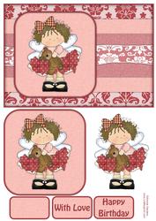 Sweet Little Girl with Her Teddy Quick Card