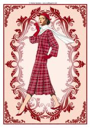 Vintage Fashion Lady Embossed A4 Topper / Card Front