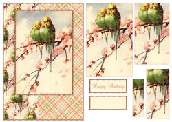 Beautiful Vintage Painted Birds A5 Quick Card