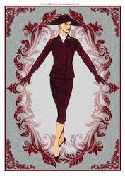 Vintage Fashion Lady Embossed A4 Topper / Card Front