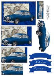 Gorgeous Vintage Blue Car Topper, Pyramid & Sentiments
