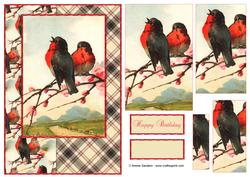 Beautiful Vintage Painted Birds A5 Quick Card