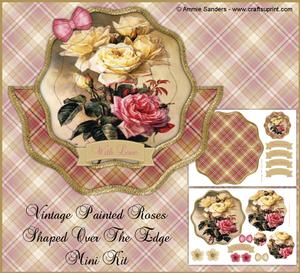 Vintage Painted Roses Shaped Over the Edge Mini Kit