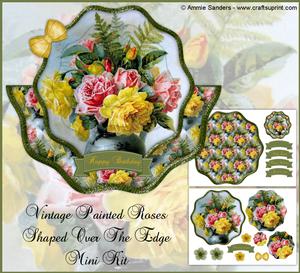 Vintage Painted Roses Shaped Over the Edge Mini Kit