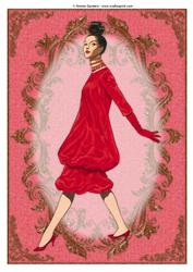 Vintage Fashion Lady Embossed A4 Topper / Card Front
