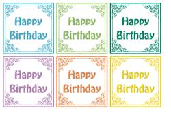 Fancy Framed Happy Birthday Toppers - Bright Shades 1