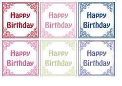 Fancy Framed Happy Birthday Toppers - Bright Shades 2