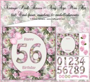 Vintage Pink Roses Any Age 8x8 Mini Kit